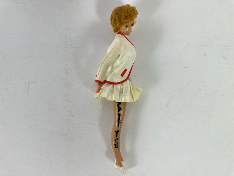 Hand Signed By Ruth Handler (Inventor Of Barbie / Co-Founder Of Mattel) Vintage Mattel Barbie Doll Signed By Ruth Handler Along Leg [Photo 14]