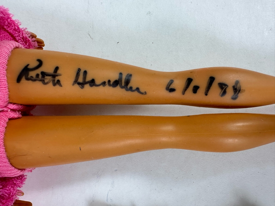 Hand Signed By Ruth Handler (Inventor Of Barbie / Co-Founder Of Mattel) Vintage Mattel Barbie Doll Signed By Ruth Handler Along Leg [Photo 15]