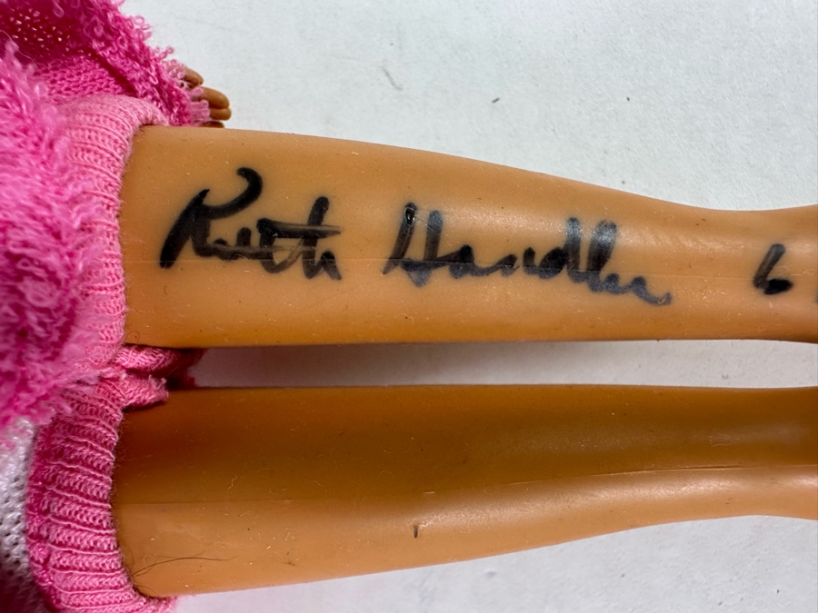 Hand Signed By Ruth Handler (Inventor Of Barbie / Co-Founder Of Mattel) Vintage Mattel Barbie Doll Signed By Ruth Handler Along Leg [Photo 16]