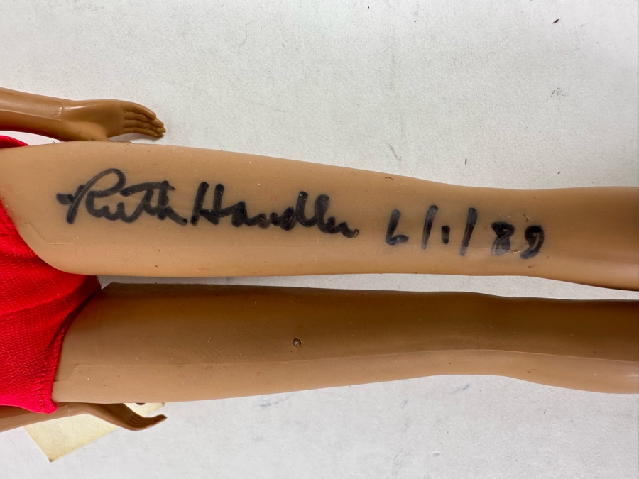 Hand Signed By Ruth Handler (Inventor Of Barbie / Co-Founder Of Mattel) Vintage Mattel Barbie Doll Signed By Ruth Handler Along Leg [Photo 13]