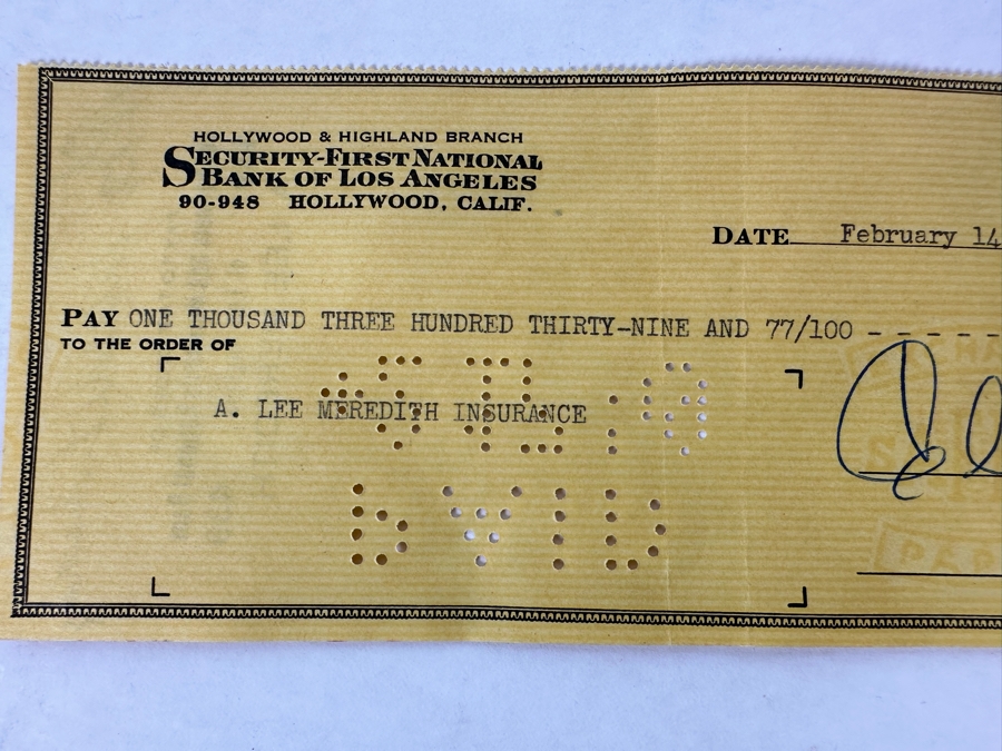 Hand Signed Clark Gable Check 8.5 X 3.25 Dated February 14, 1949 Purchased In 1981 From Autograph Dealer Conway Barker In Dallas, TX [Photo 9]