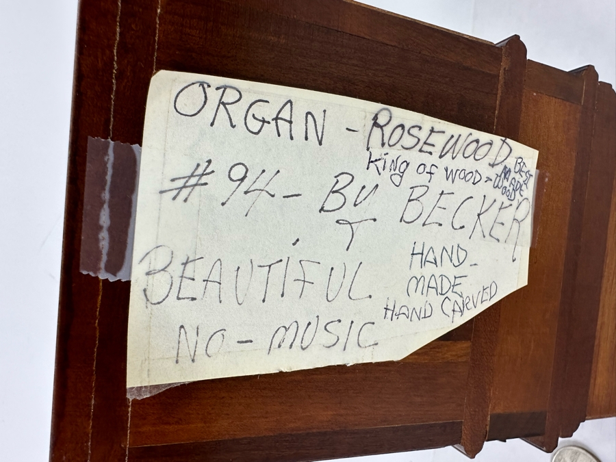 Stunning Handmade Rosewood George Becker Dollhouse Organ 1:12 2.75W X 2.25D X 7H [Photo 8]