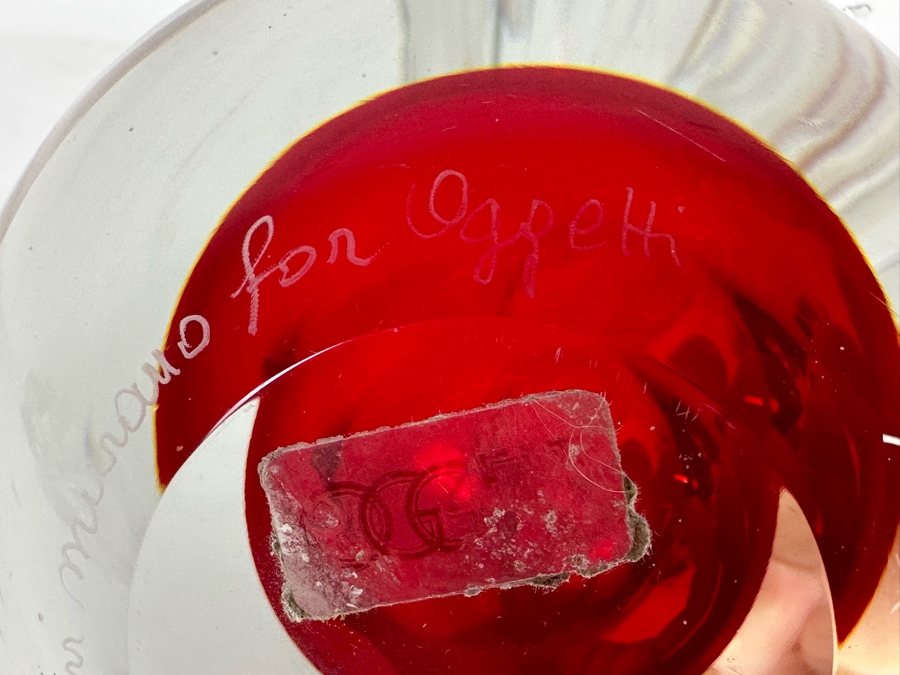 Signed Alfredo Barbini Murano For Oggetti Signed Art Glass Apple Paperweight [Photo 17]