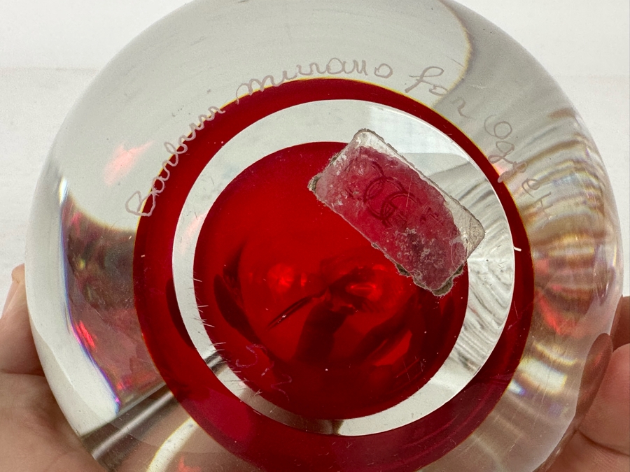Signed Alfredo Barbini Murano For Oggetti Signed Art Glass Apple Paperweight [Photo 15]