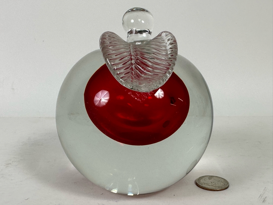 Signed Alfredo Barbini Murano For Oggetti Signed Art Glass Apple Paperweight [Photo 8]