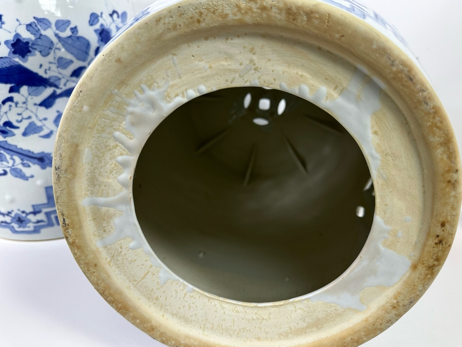 Pair Of Vintage Chinese Blue & White Barrel Garden Stools With Dragon Design 15W X 18.5H [Photo 20]