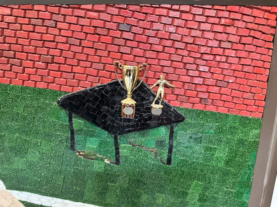 Original Mosaic Handmade By Annette Appel - A Caricature Of Tennis Player Norm Appel Made Over A 10 Year Period Using Jewelry Cut Venetian Tiles And Crushed Marble Over Tempered Masonite 7' 8'W X 43.5'H Estimated Value In 2006 Was $50,000 [Photo 14]