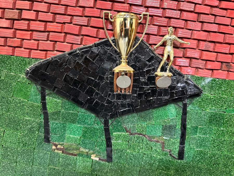 Original Mosaic Handmade By Annette Appel - A Caricature Of Tennis Player Norm Appel Made Over A 10 Year Period Using Jewelry Cut Venetian Tiles And Crushed Marble Over Tempered Masonite 7' 8'W X 43.5'H Estimated Value In 2006 Was $50,000 [Photo 15]