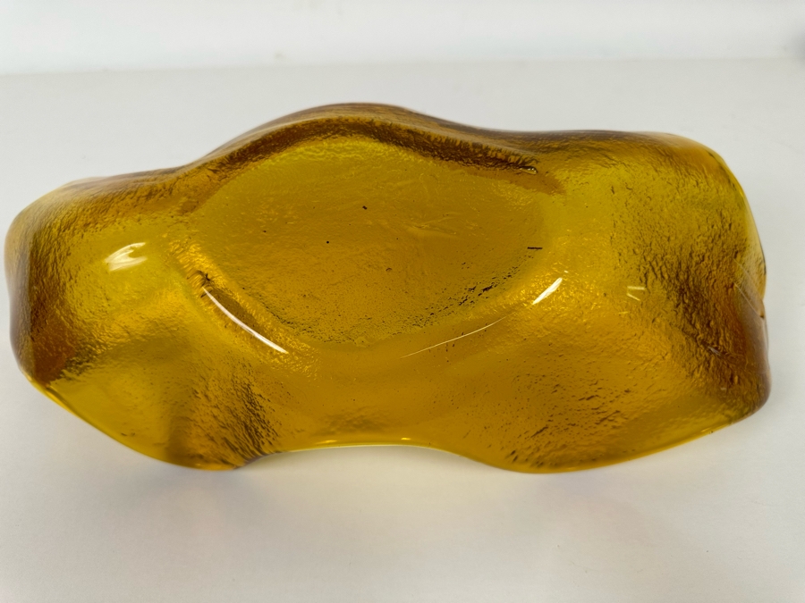 Vintage Blenko Glass Wayne Husted Free Form Yellow Centerpiece Bowl 15W X 7D X 4.5H [Photo 10]