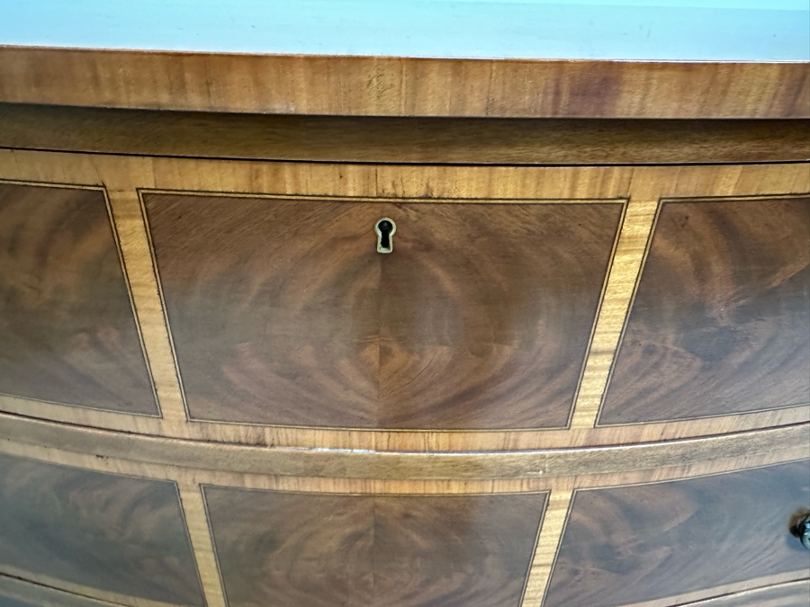 Stunning John Widdicomb Vintage 1930 Serpentine Front Inlaid Wooden Bureau 3-Drawer Chest Of Drawers Dresser Designed By Ralph H. Widdicomb 50W X 22D X 34H [Photo 20]