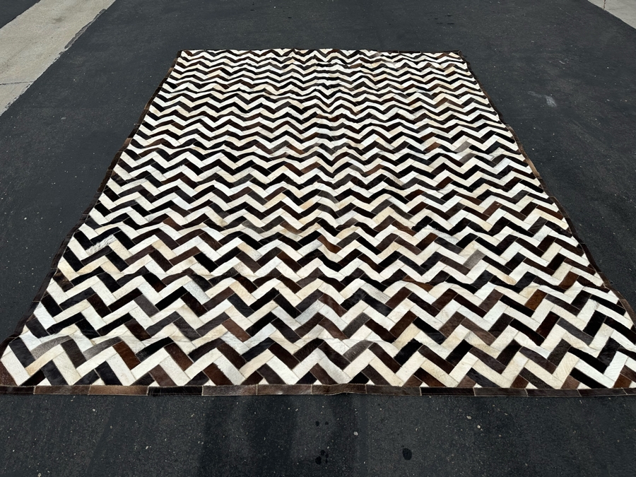 Bashian Handmade Santa Fe Stitched Animal Hide Area Rug With Leather Pile 9' X 12' Retails $2,000 [Photo 4]