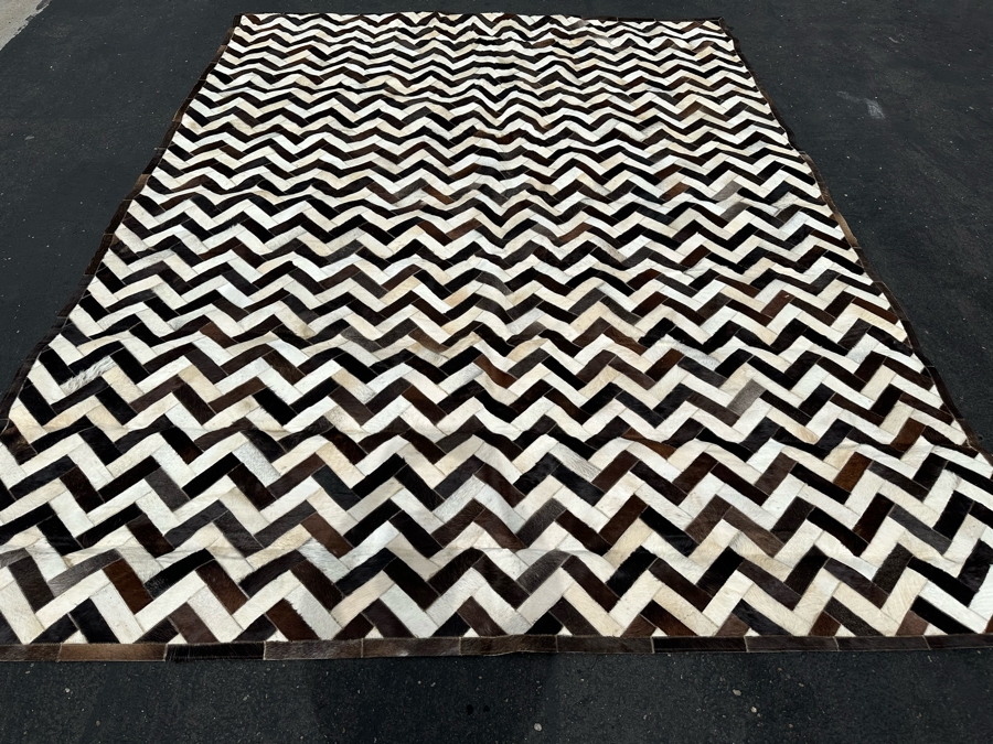 Bashian Handmade Santa Fe Stitched Animal Hide Area Rug With Leather Pile 9' X 12' Retails $2,000 [Photo 2]