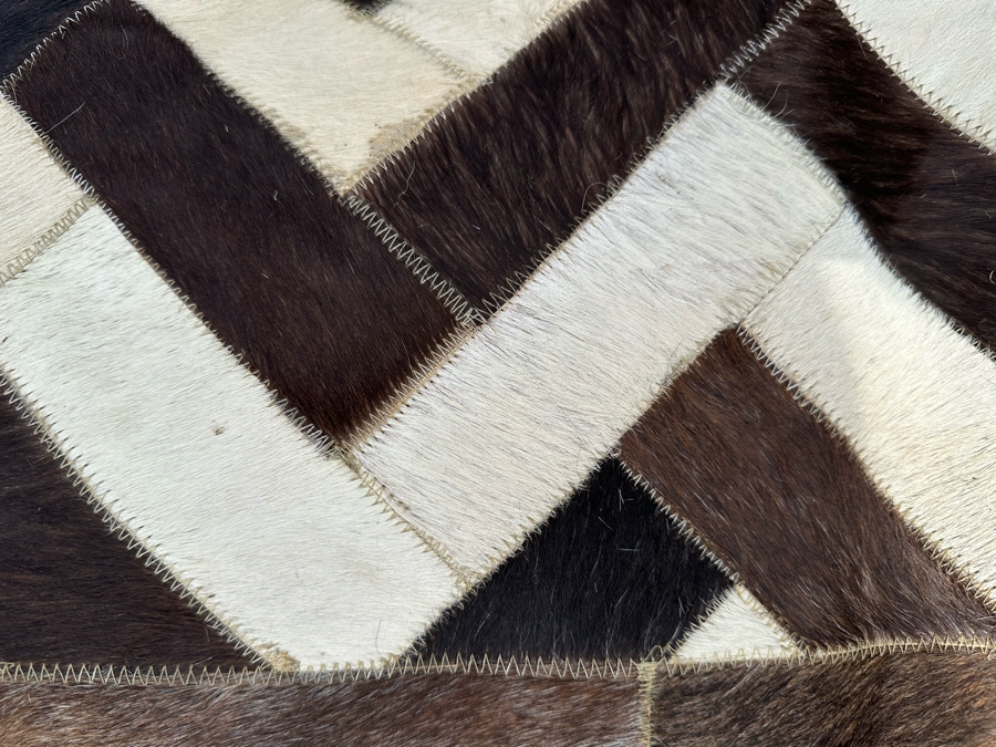 Bashian Handmade Santa Fe Stitched Animal Hide Area Rug With Leather Pile 9' X 12' Retails $2,000 [Photo 10]