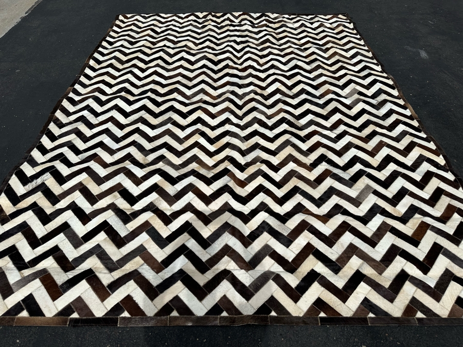 Bashian Handmade Santa Fe Stitched Animal Hide Area Rug With Leather Pile 9' X 12' Retails $2,000 [Photo 3]