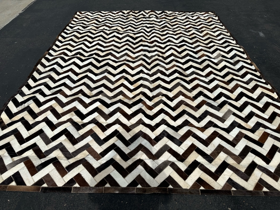 Bashian Handmade Santa Fe Stitched Animal Hide Area Rug With Leather Pile 9' X 12' Retails $2,000 [Photo 7]