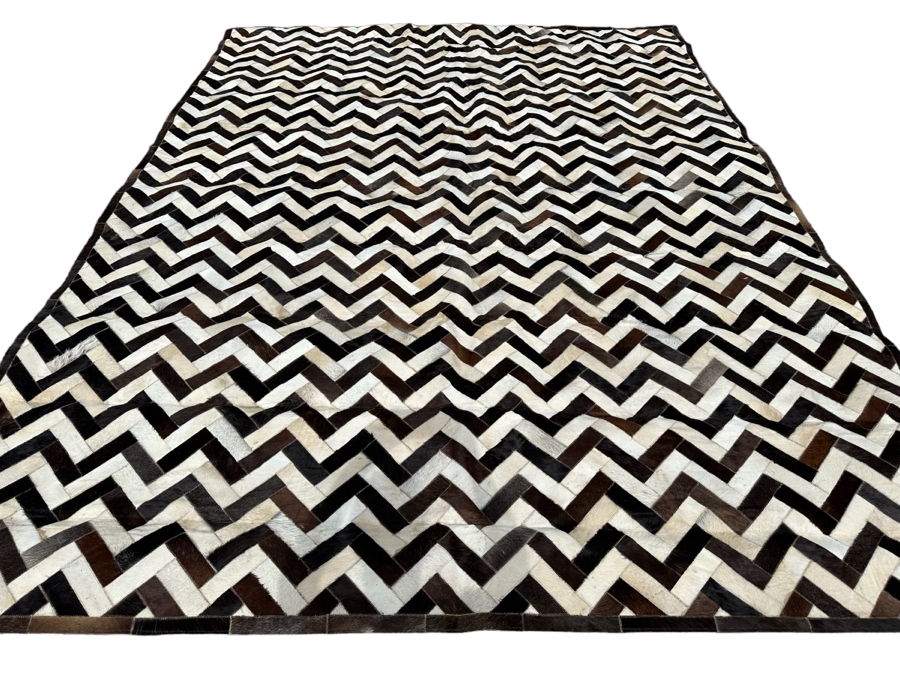 Bashian Handmade Santa Fe Stitched Animal Hide Area Rug With Leather Pile 9' X 12' Retails $2,000 [Photo 1]