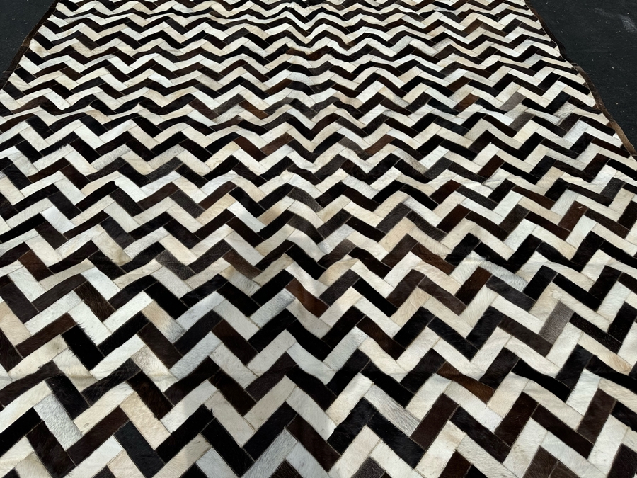 Bashian Handmade Santa Fe Stitched Animal Hide Area Rug With Leather Pile 9' X 12' Retails $2,000 [Photo 6]