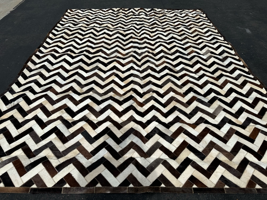 Bashian Handmade Santa Fe Stitched Animal Hide Area Rug With Leather Pile 9' X 12' Retails $2,000 [Photo 5]