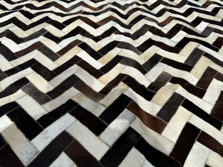 Bashian Handmade Santa Fe Stitched Animal Hide Area Rug With Leather Pile 9' X 12' Retails $2,000 [Photo 9]