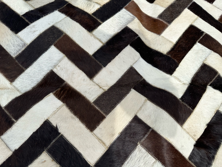 Bashian Handmade Santa Fe Stitched Animal Hide Area Rug With Leather Pile 9' X 12' Retails $2,000 [Photo 8]
