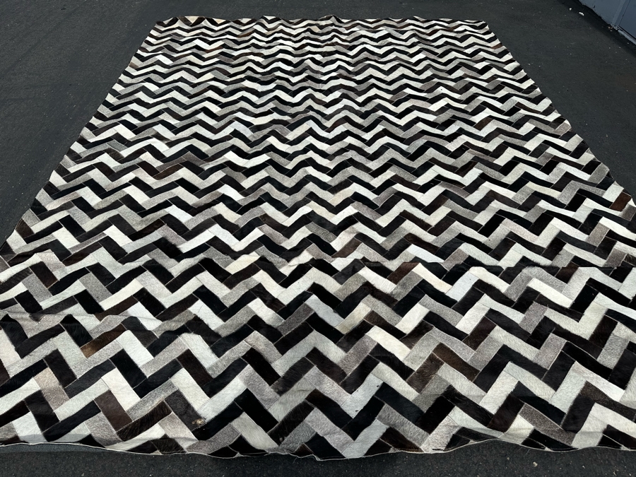 Bashian Handmade Santa Fe Stitched Animal Hide Area Rug With Leather Pile 9' X 12' Retails $2,000 [Photo 4]