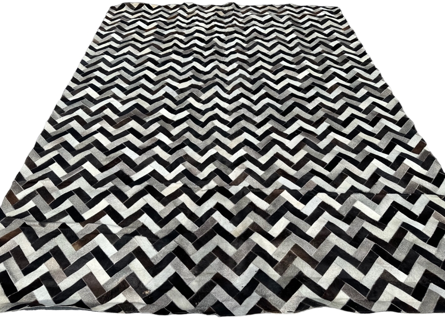 Bashian Handmade Santa Fe Stitched Animal Hide Area Rug With Leather Pile 9' X 12' Retails $2,000 [Photo 1]