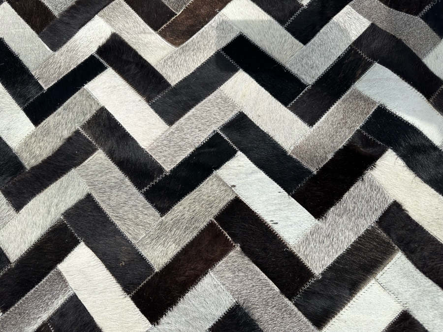 Bashian Handmade Santa Fe Stitched Animal Hide Area Rug With Leather Pile 9' X 12' Retails $2,000 [Photo 8]