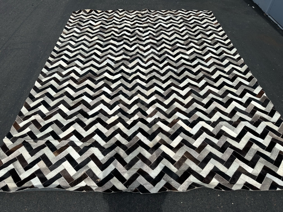 Bashian Handmade Santa Fe Stitched Animal Hide Area Rug With Leather Pile 9' X 12' Retails $2,000 [Photo 5]