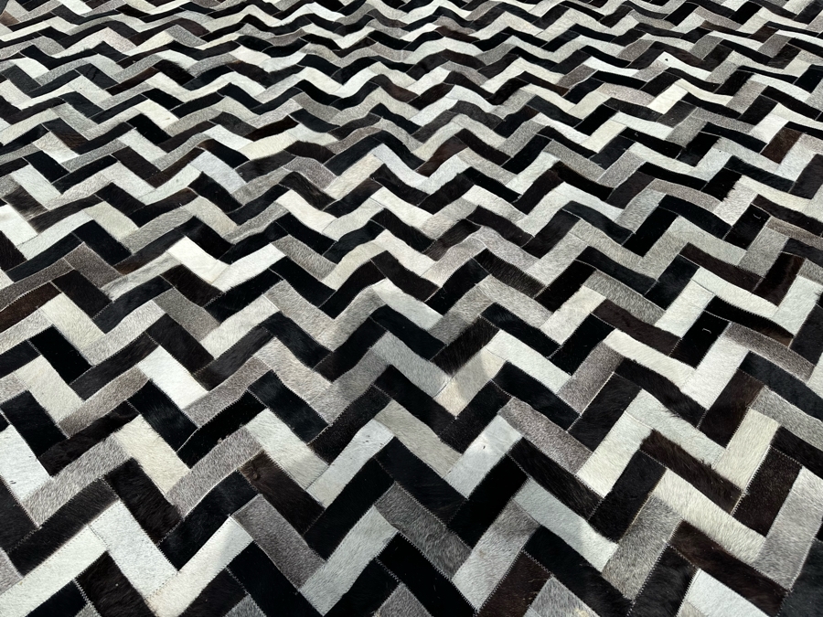 Bashian Handmade Santa Fe Stitched Animal Hide Area Rug With Leather Pile 9' X 12' Retails $2,000 [Photo 7]