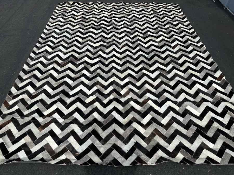 Bashian Handmade Santa Fe Stitched Animal Hide Area Rug With Leather Pile 9' X 12' Retails $2,000 [Photo 3]