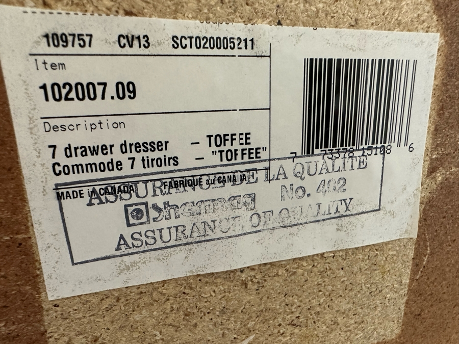 7-Drawer Wooden Chest Of Drawer Dresser In Toffee Color Made In Canada 64W X 21D X 36H [Photo 8]