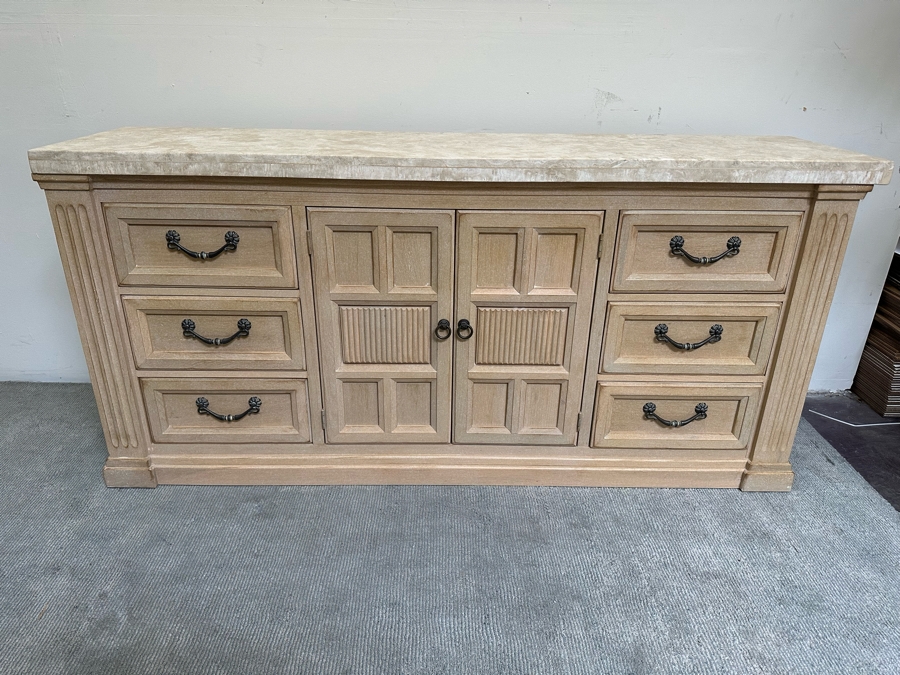 Bel-Aire By Drexel Heritage Wooden Chest Of Drawers Dresser With Marble Top Very Heavy 76.5W X 20D X 36H [Photo 2]