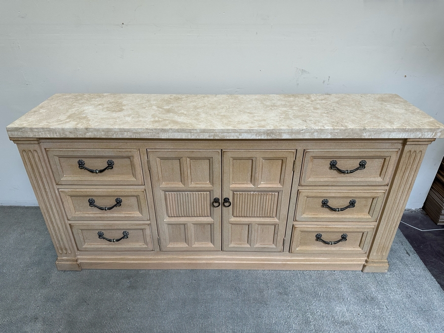 Bel-Aire By Drexel Heritage Wooden Chest Of Drawers Dresser With Marble Top Very Heavy 76.5W X 20D X 36H [Photo 5]