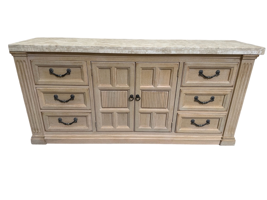 Bel-Aire By Drexel Heritage Wooden Chest Of Drawers Dresser With Marble Top Very Heavy 76.5W X 20D X 36H [Photo 1]