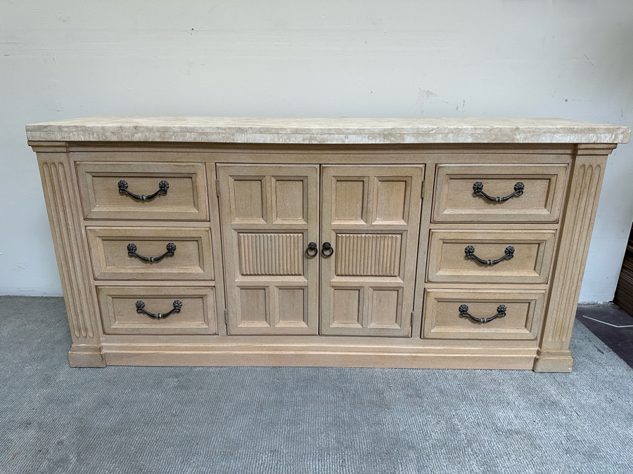 Bel-Aire By Drexel Heritage Wooden Chest Of Drawers Dresser With Marble Top Very Heavy 76.5W X 20D X 36H [Photo 4]