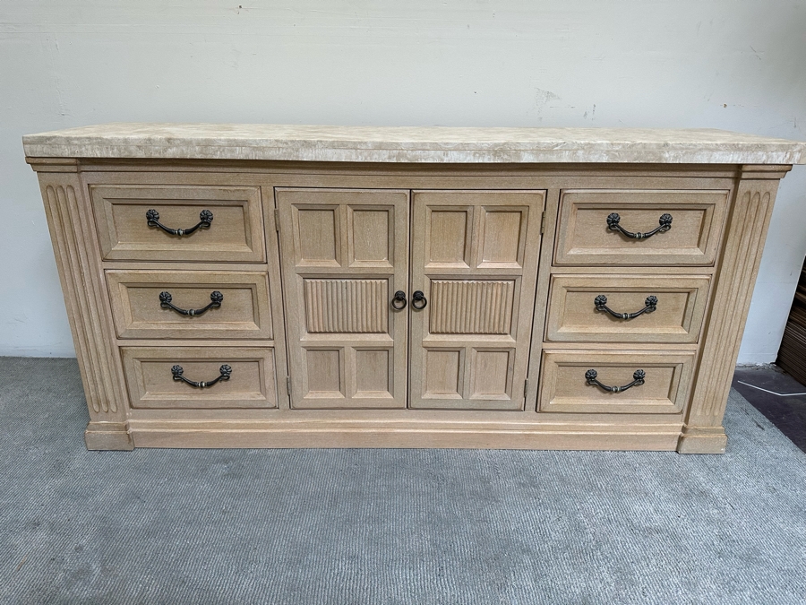 Bel-Aire By Drexel Heritage Wooden Chest Of Drawers Dresser With Marble Top Very Heavy 76.5W X 20D X 36H [Photo 3]