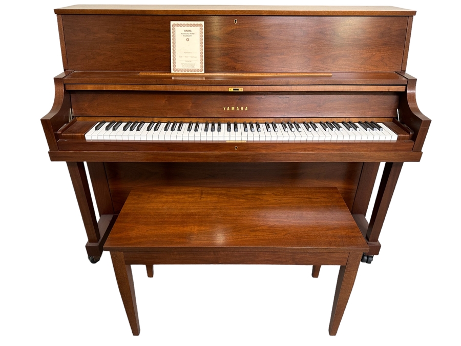 YAMAHA Acoustic P22 Upright Piano In Walnut With Bench 59W X 23.5D X 45.5H