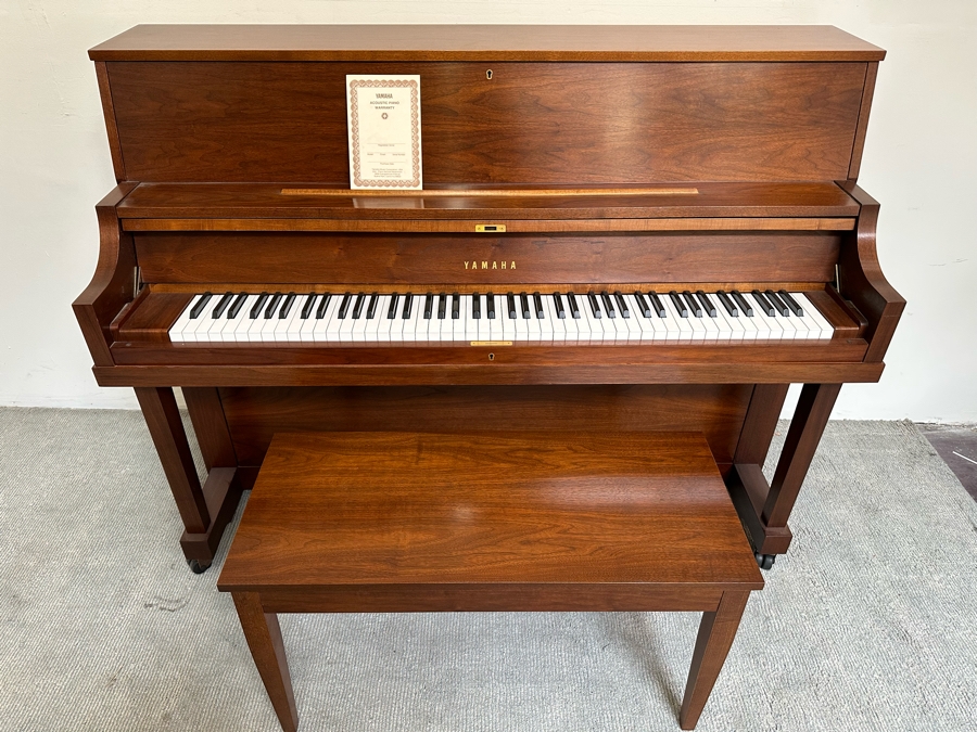 YAMAHA Acoustic P22 Upright Piano In Walnut With Bench 59W X 23.5D X 45.5H [Photo 5]