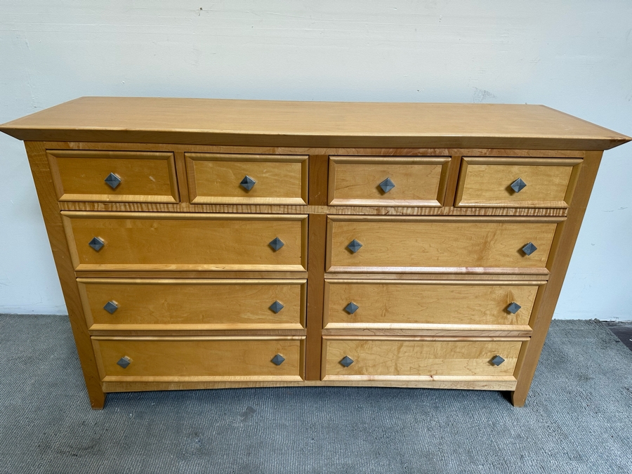 10-Drawer Light Blonde Wooden Chest Of Drawers Dresser 63.5W X 20D X 39H [Photo 2]