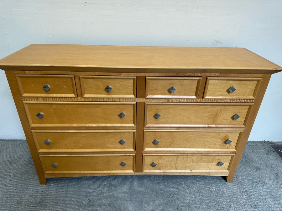 10-Drawer Light Blonde Wooden Chest Of Drawers Dresser 63.5W X 20D X 39H [Photo 3]
