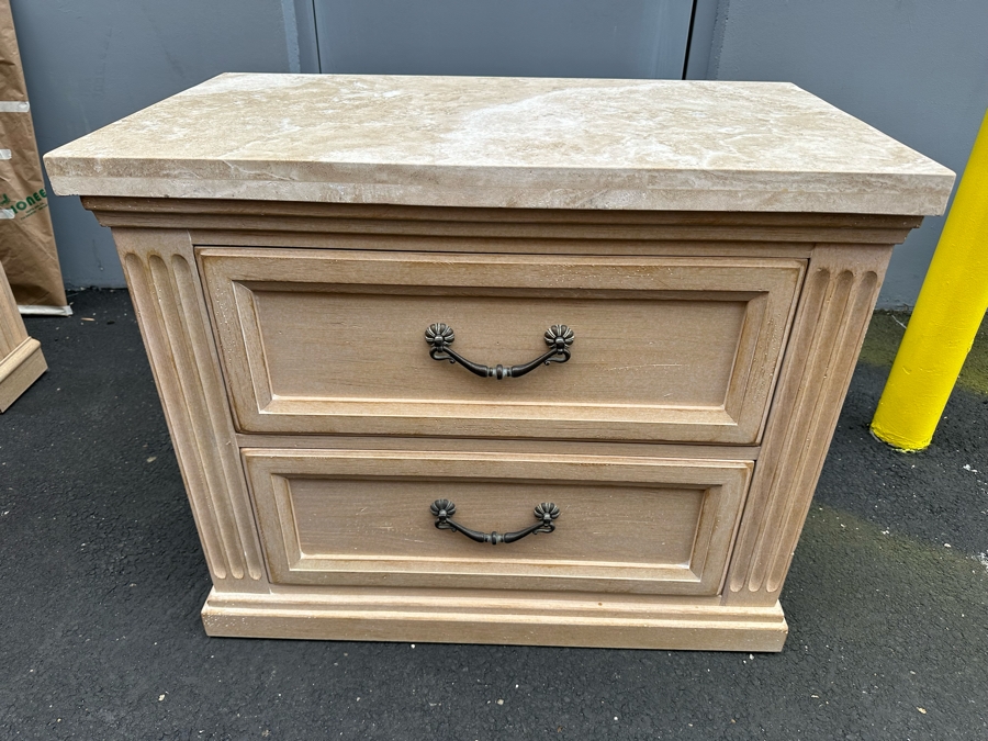 Bel-Aire By Drexel Heritage Wooden Nightstand With Marble Top 34.5W X 19.5D X 28H [Photo 2]