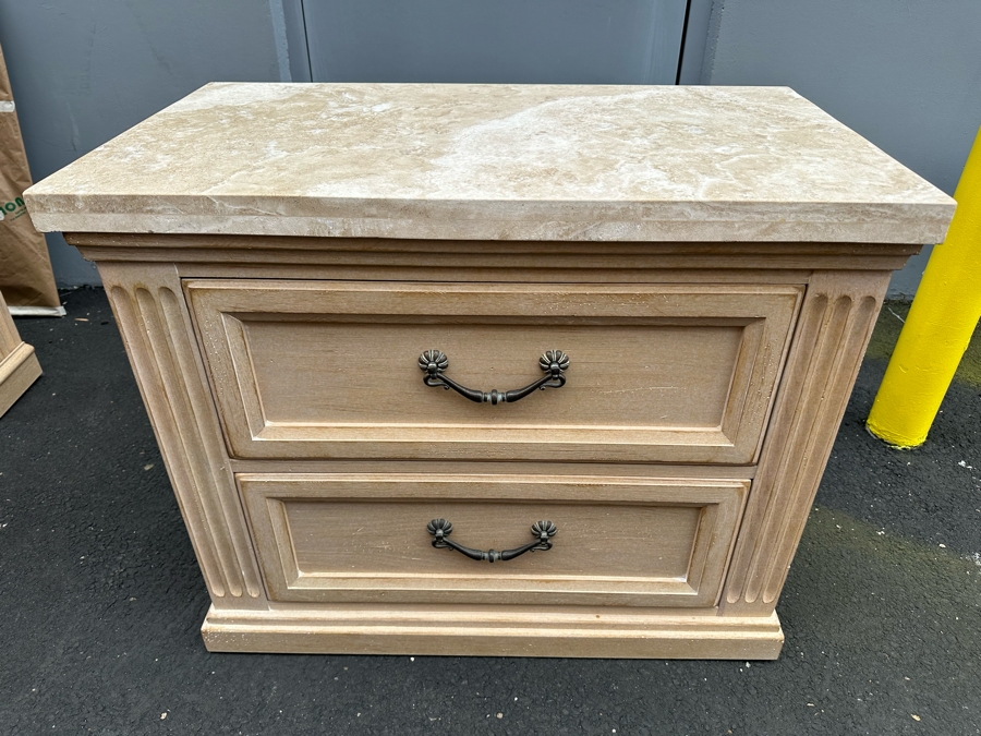 Bel-Aire By Drexel Heritage Wooden Nightstand With Marble Top 34.5W X 19.5D X 28H [Photo 3]