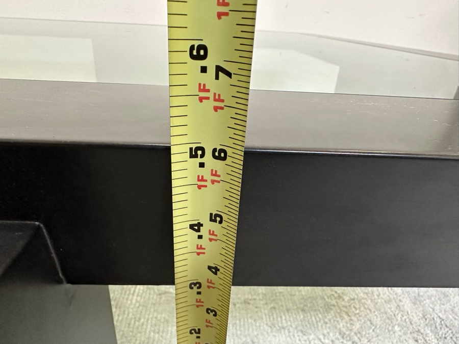 Large Contemporary Black Modernist Coffee Table With Inset Glass Top 62.5W X 62.5D X 18H [Photo 11]