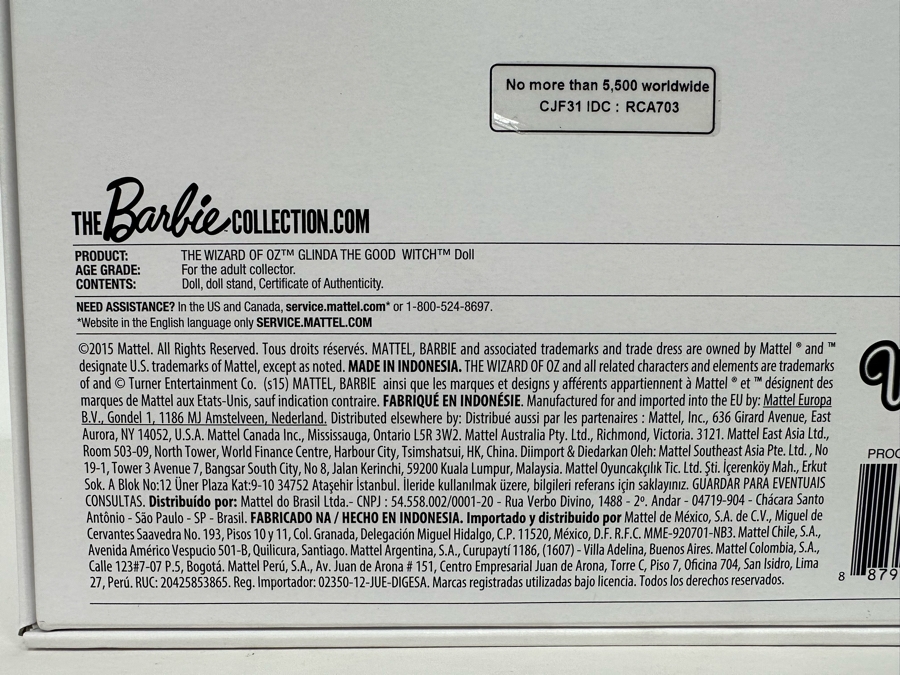 The Wizard Of Oz Glinda The Good Witch Limited Edition Of 5,500 Gold Label Collection Mattel Barbie Doll 2015 New In Box CJF31 [Photo 16]