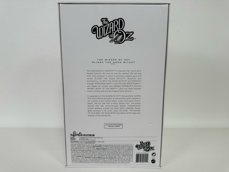 The Wizard Of Oz Glinda The Good Witch Limited Edition Of 5,500 Gold Label Collection Mattel Barbie Doll 2015 New In Box CJF31 [Photo 12]