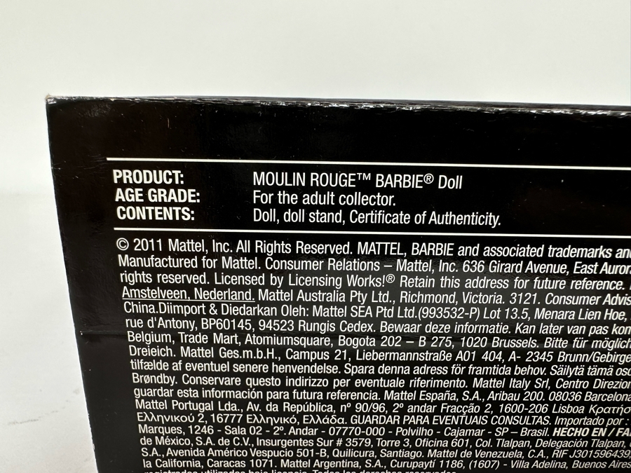Moulin Rouge Limited Edition of 5,500 Gold Label Collection Mattel Barbie Doll 2011 New In Box T7910 [Photo 15]