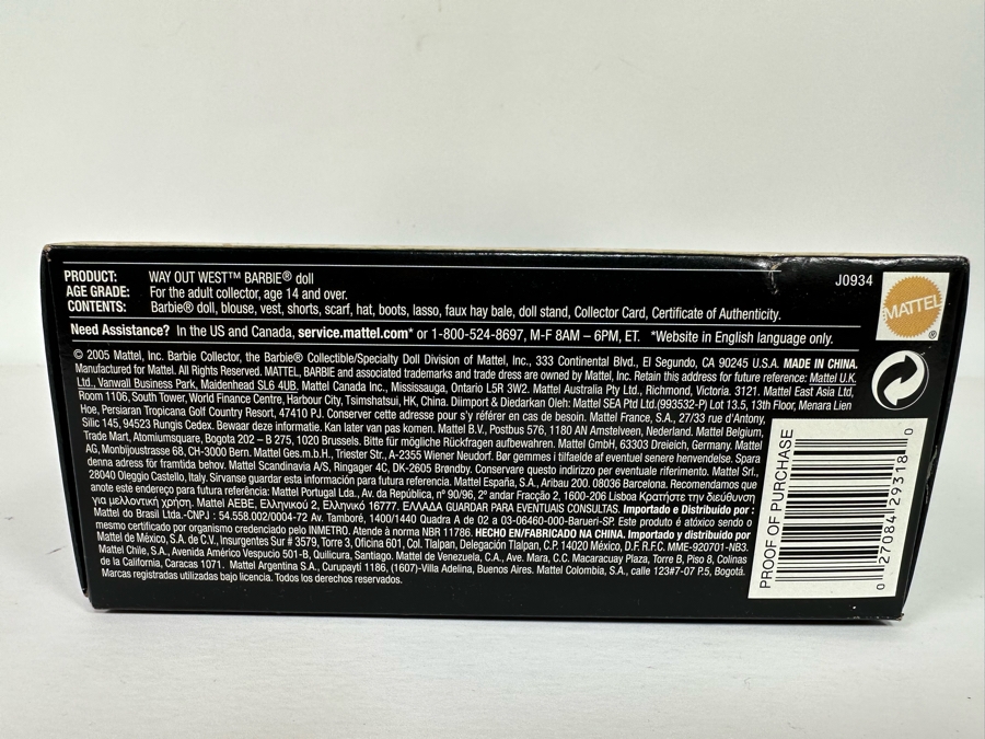 Pin Up Girls Collection Way Out West Limited Edition Of 25,000 Gold Label Collection Mattel Barbie Doll 2005 New In Box J0934 [Photo 13]