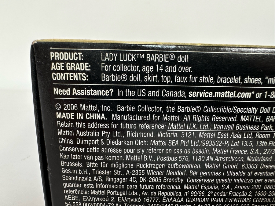 Pin Up Girls Collection Lady Luck Limited Edition Of 25,000 Gold Label Collection Mattel Barbie Doll 2006 New In Box J0952 [Photo 12]