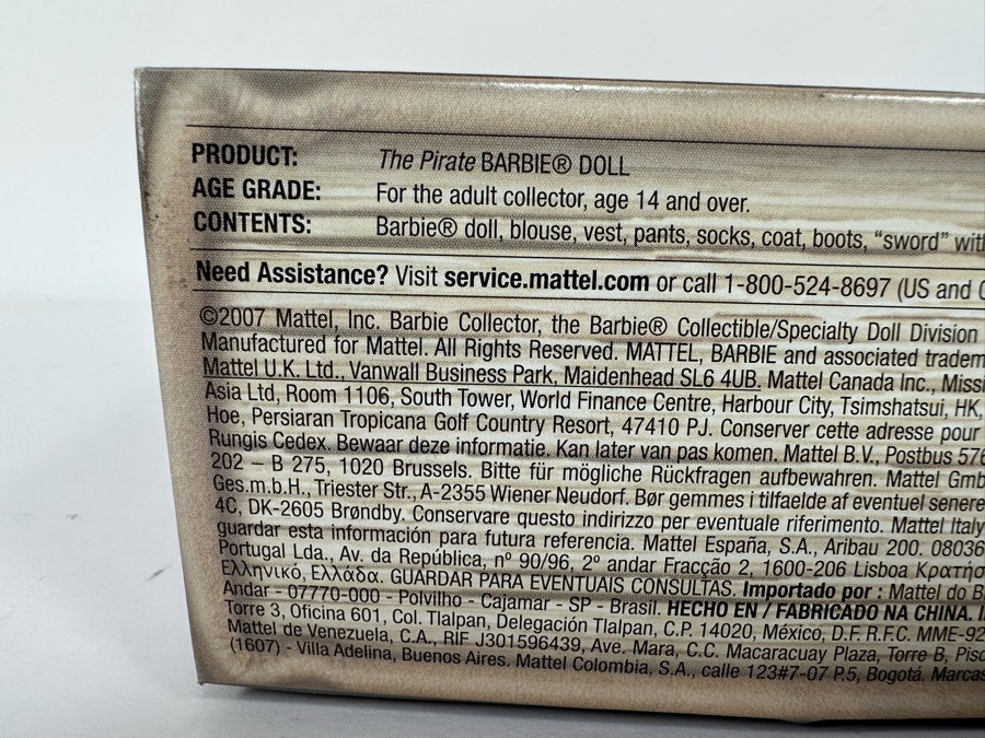 The Pirate Limited Edition of 9,400 Gold Label Collection Mattel Barbie Doll 2007 New In Box K7972 [Photo 17]