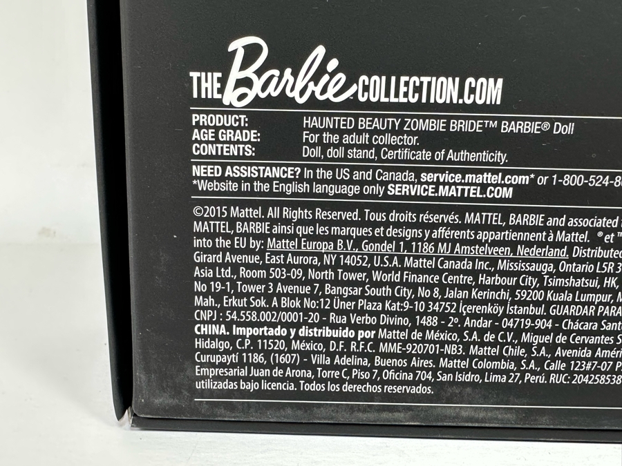 Haunted Beauty Zombie Bride Limited Edition Of 25,000 Gold Label Collection Mattel Barbie Doll 2015 New In Box CHX12 [Photo 11]